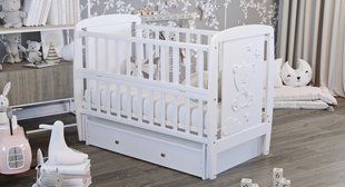 Кровать Bair Умка UMY-3 маятник, ящик, откидная сторона бук белый 1000681614 фото