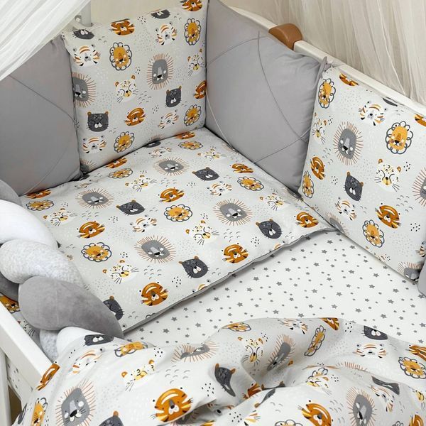 Комплект постільної білизни для новонародженого Happy night Мордочки вусаті сірі 02107196 фото