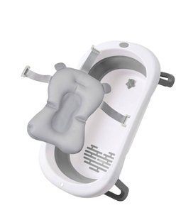 Набір Ванна дитяча складана Babyhood Комфорт сіра та гіркою Сірою Babyhood BH-326G Gr BH-326G+Gr фото