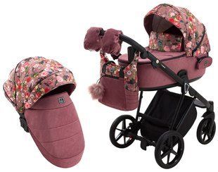 Коляска 2 в 1 Adamex Porto Flowers-2 розовый 625655 фото