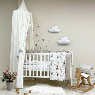 Комплект постільної білизни для новонародженого Baby Mix Зайці нра драбинці бежевий 029189 фото