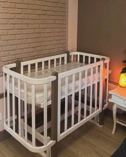 Ліжечко Престиж 120/60 см. Рухома решітка. Матрац+ колеса (копія) KS-kapuchino665577 фото