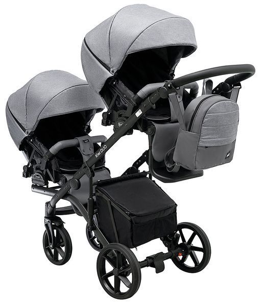 Коляска 2 в 1 для двойни Bair Kiwi DUO Soft BKP-218 серый 681104 фото