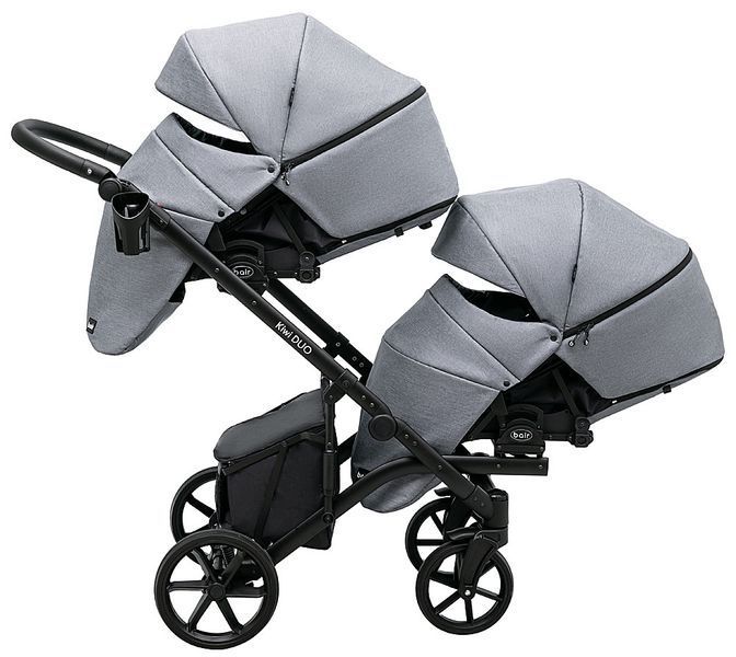 Коляска 2 в 1 для двойни Bair Kiwi DUO Soft BKP-218 серый 681104 фото