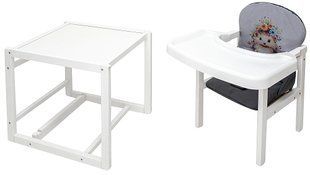 Стульчик-трансформер Babyroom Пеппи-240 белый серый / графит (ежик, цветы) 1000681007 фото