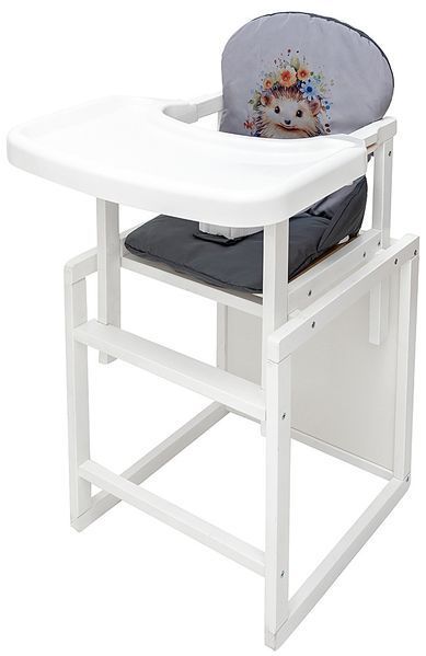 Стульчик-трансформер Babyroom Пеппи-240 белый серый / графит (ежик, цветы) 1000681007 фото