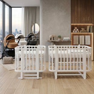 Ліжечко-трансформер 2в1 PRESTIGE з маятником, з 2-ма матрацами, колесами KS-bilyj5545 фото