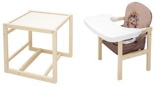 Стульчик-трансформер Babyroom Пеппи-260 слоновая кость капучино / шоколад (ежик, цветы) 1000680981 фото